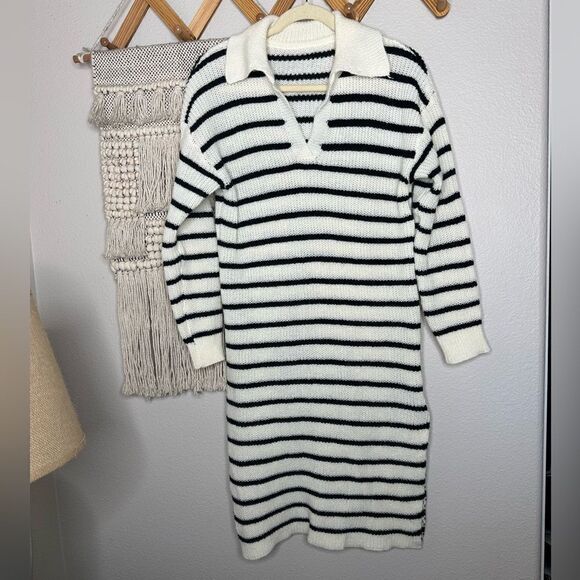 Black Striped Sweater Dress - Picture 1 of 5